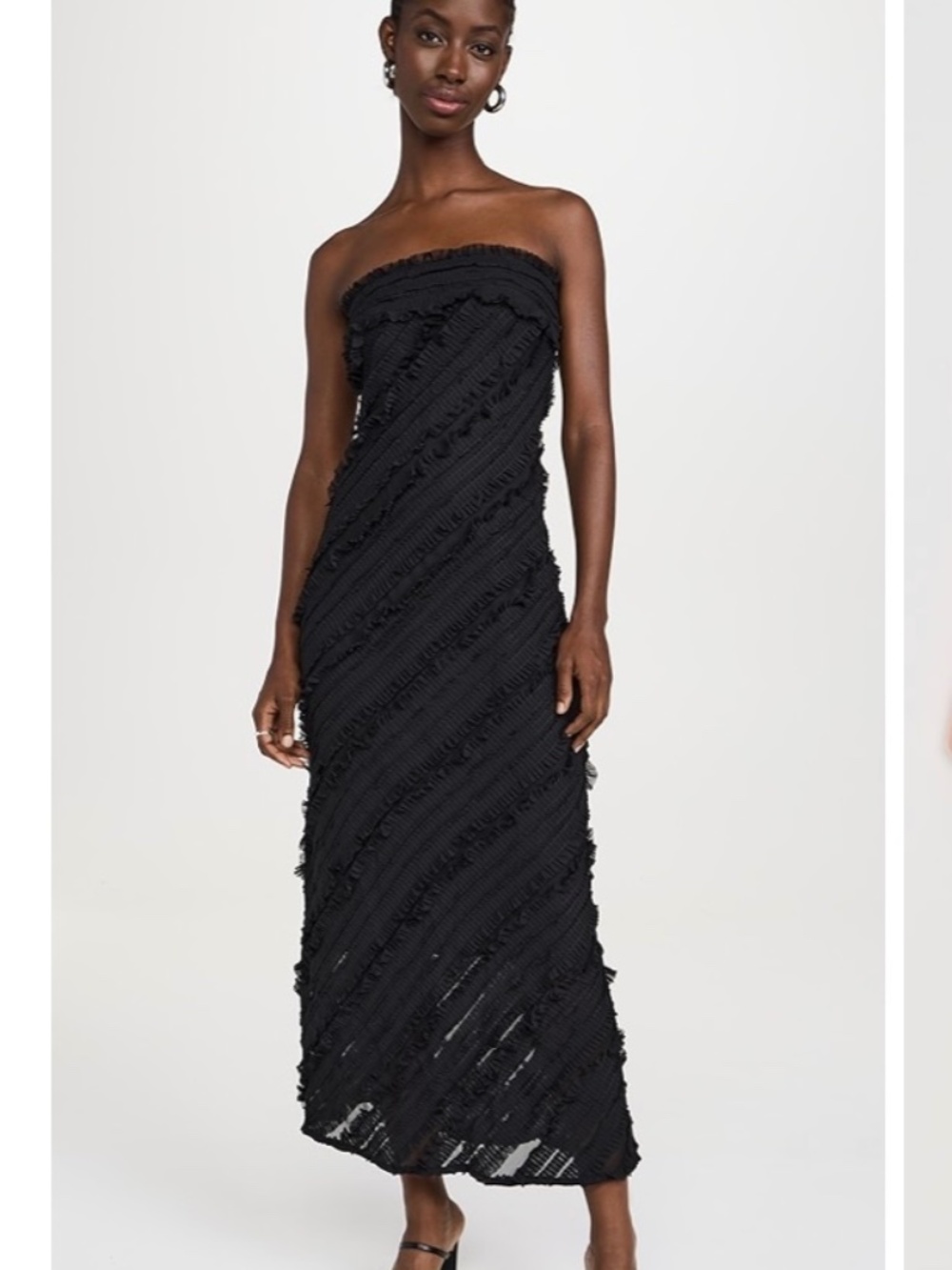 NWT Endless Rose Strapless Ruffled Maxi Dress Black Size Medium - SOLD OUT